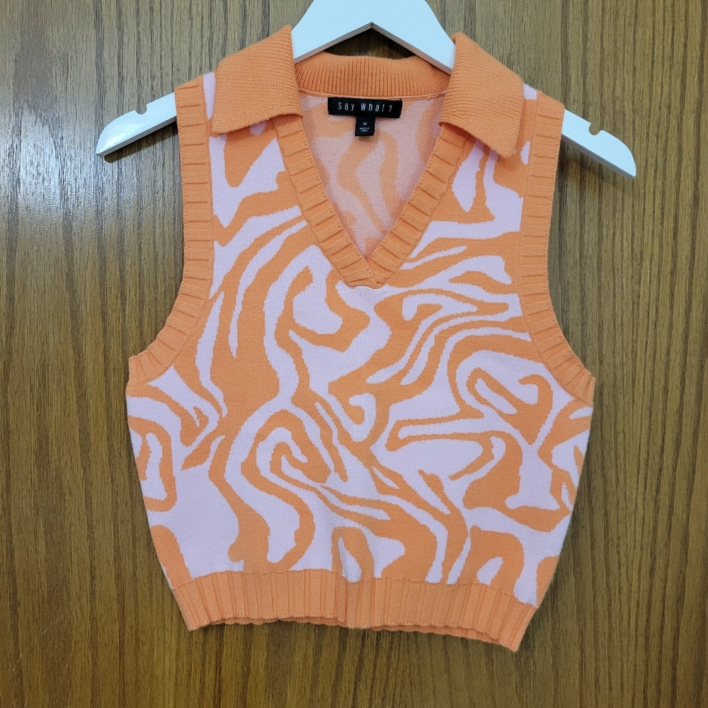 Say What? Orange and Pink Crop Top